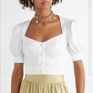NWT STAUD Rene cropped stretch-cotton poplin top